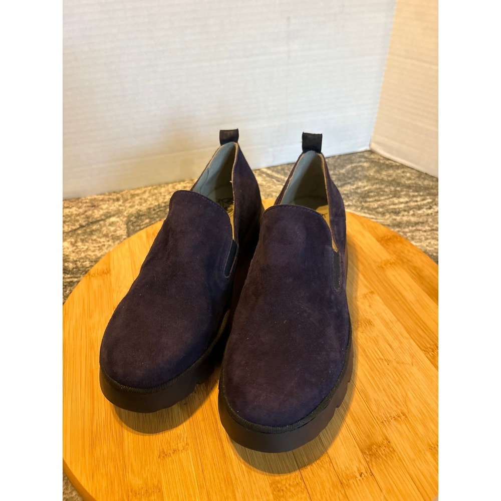 Fly London Women Purple Suede Wedge Loafers Platform Slip On Shoes 39 Portugal